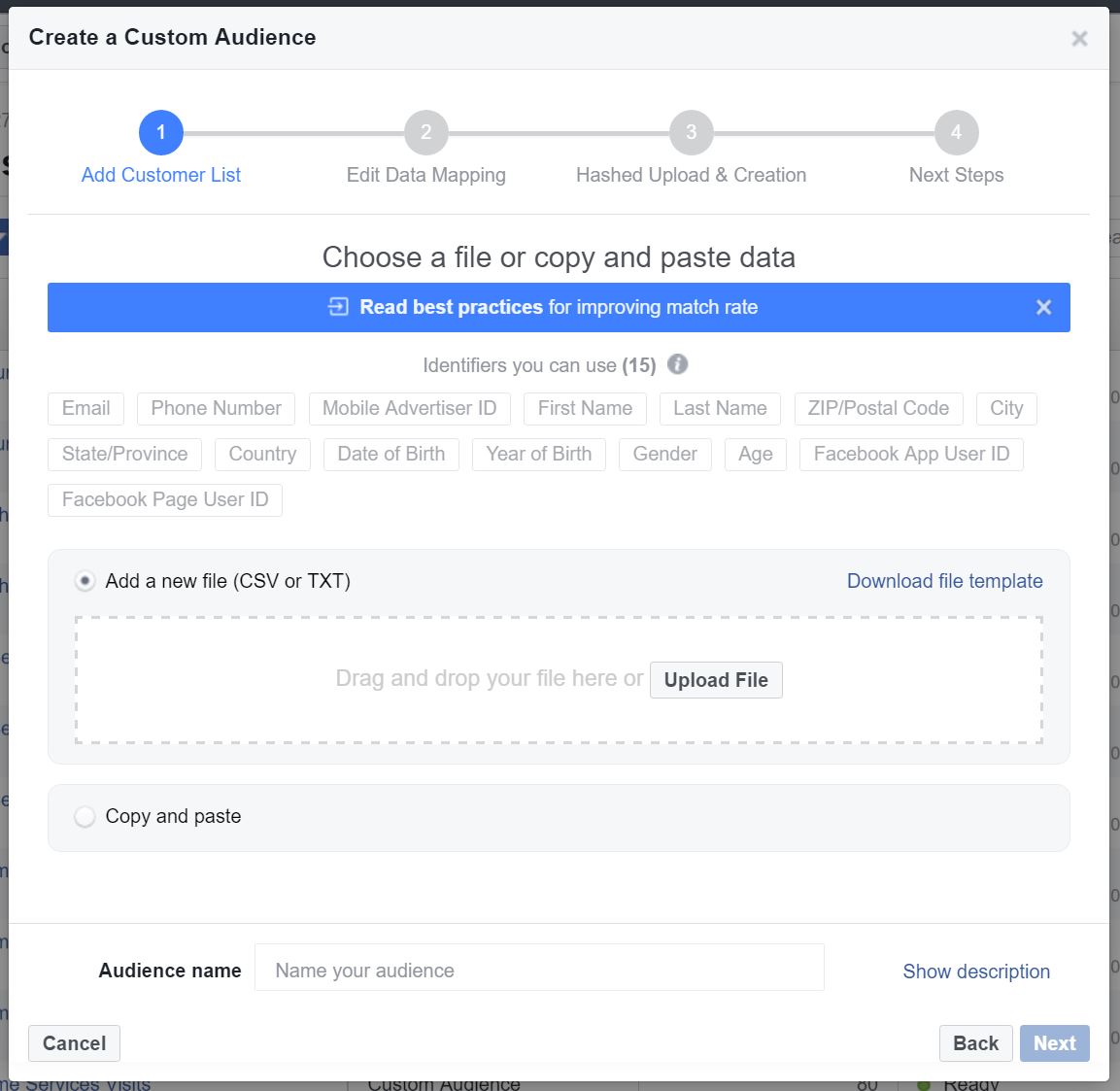 Facebook - Enhanced custom audiences