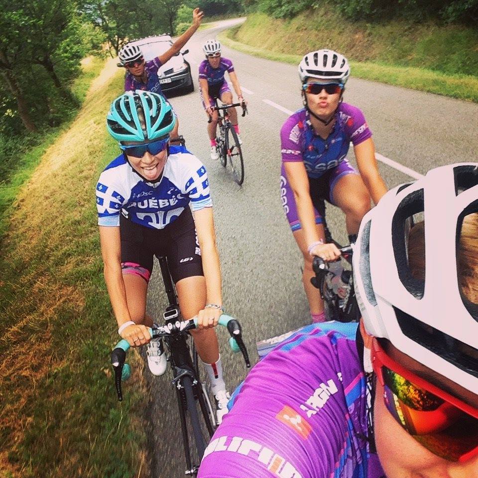 SAS Macogep Acquisio Canadian Female Cycling Team Riding Selfie