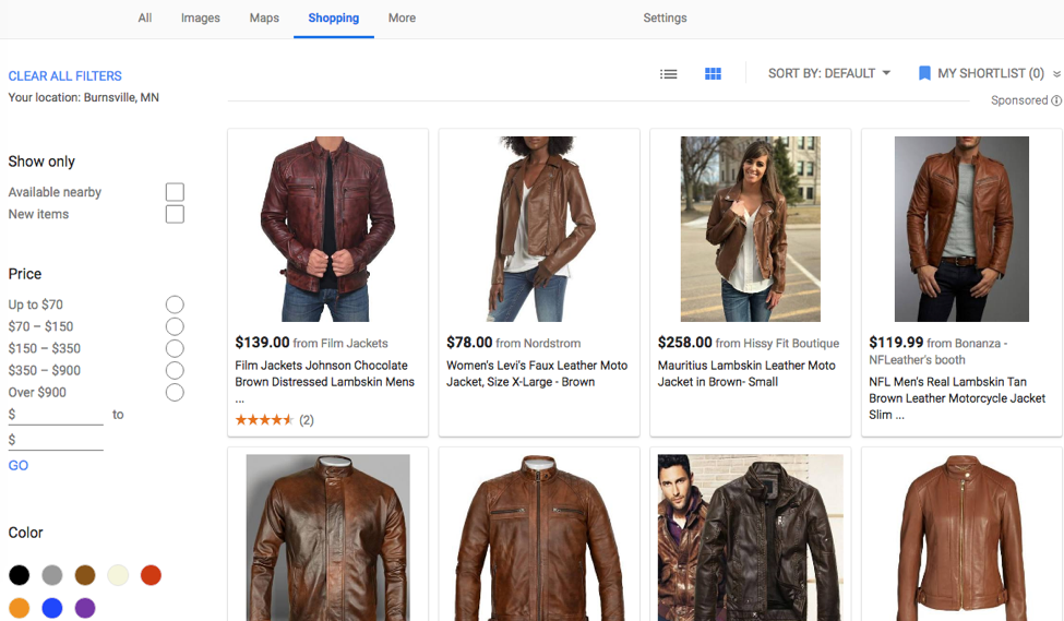 brown leather jacket search screenshot