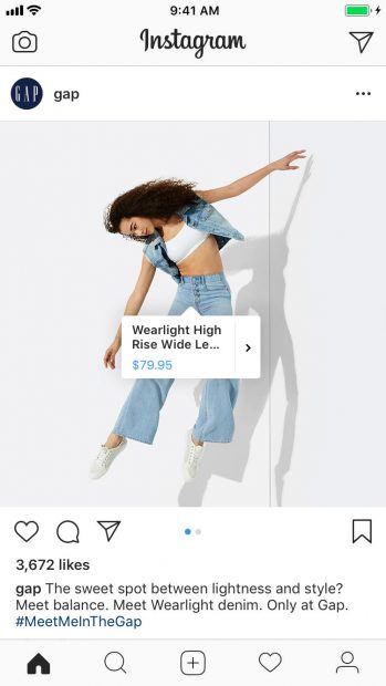 Instagram's Stories let marketers add stickers like the one shown in this post.