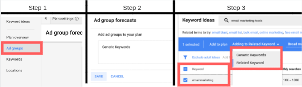 google keyword planner organization
