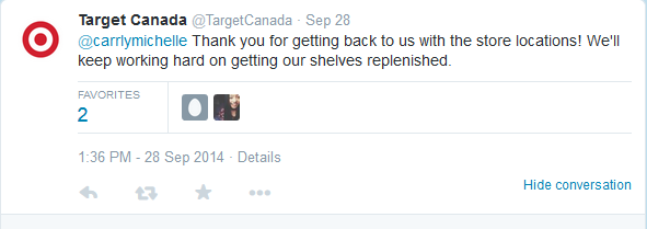 target canada social stock