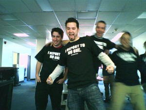 The view from my desk this afternoon a small group of programmers in attack mode