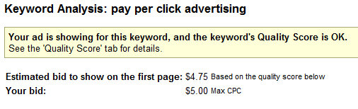 Adwords First Page Bid Estimates Report