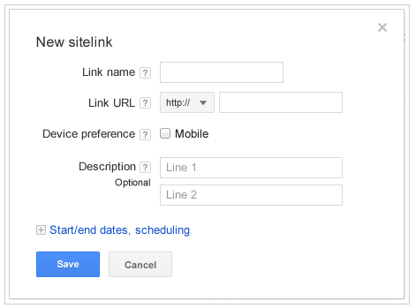 Enhanced Sitelink Interface