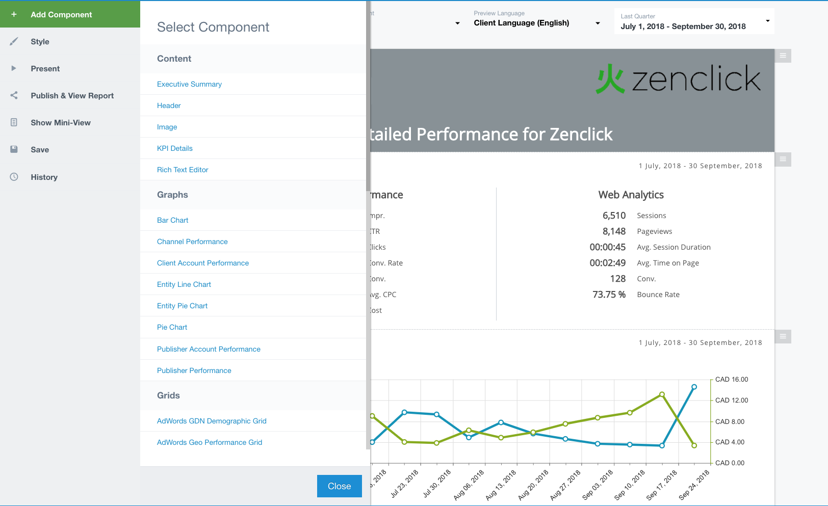 Pre-configured report templates